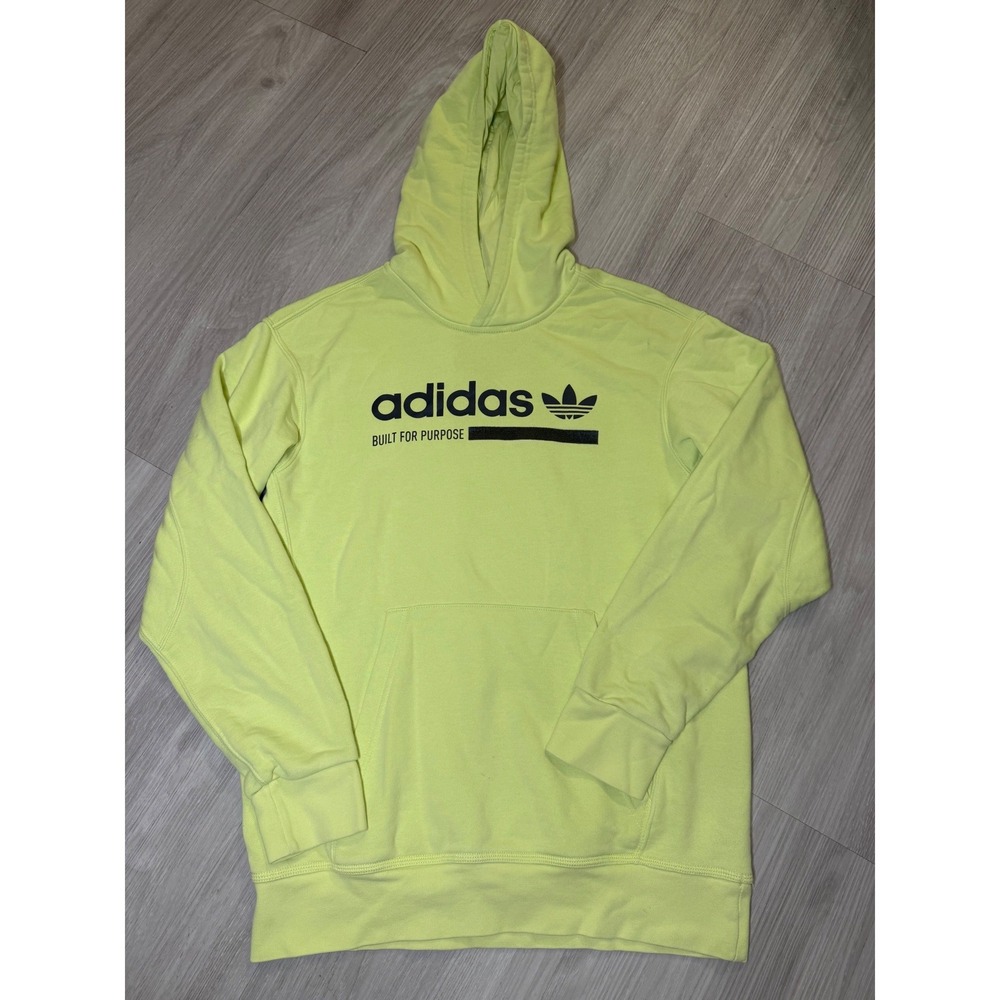 Adidas Originals Built For Purpose Neon Yellow Trefoil Hoodie Youth Large L